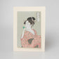 Fukui Asahido Greeting Card - Ukiyoe: Woman Blowing Glass Pipe