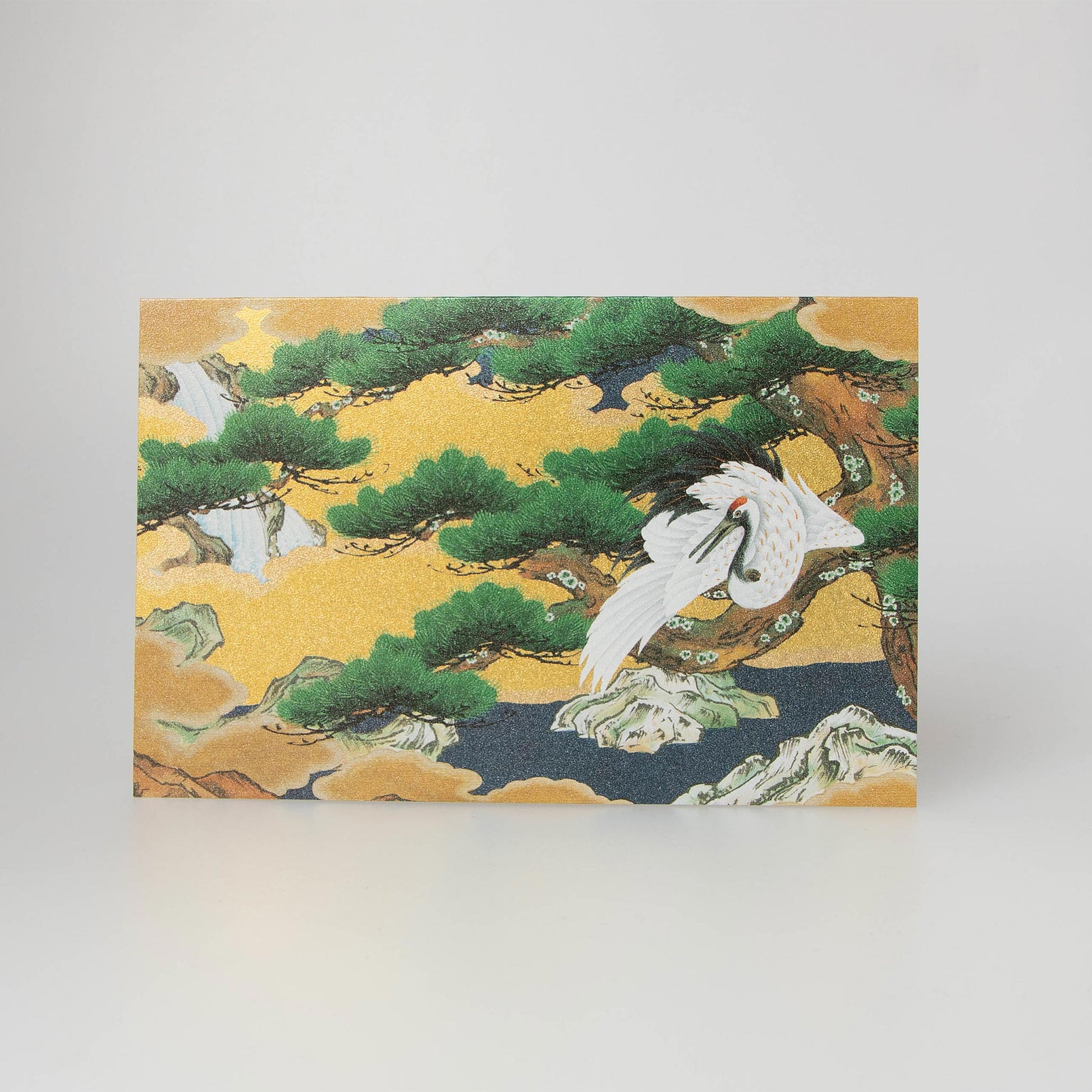 Fukui Asahido Greeting Card - Crane and Tree