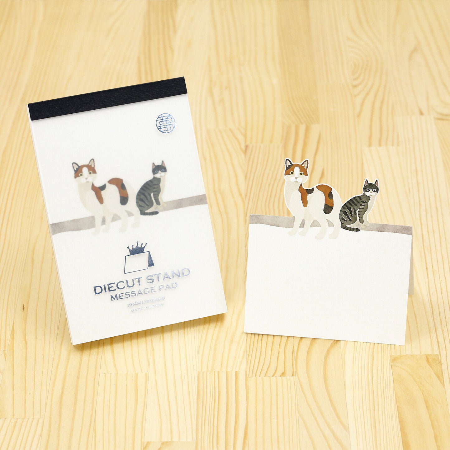 Japanese Die-Cut Pop-Up Memo Pad – Cat Duo  | Kawaii Desk Memo Pad