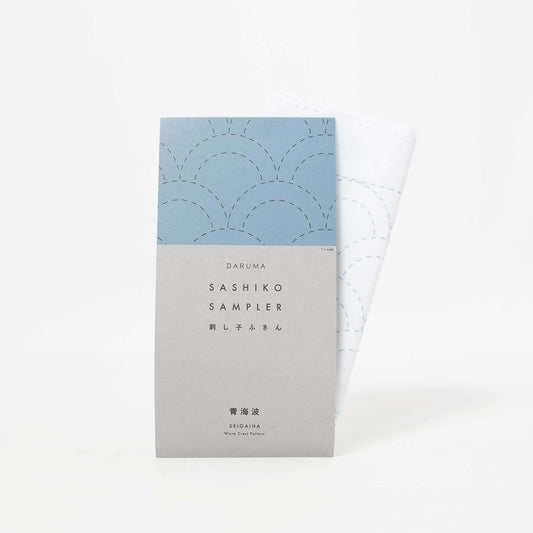 Sashiko Tea Towel 34x34cm - Wave (White)