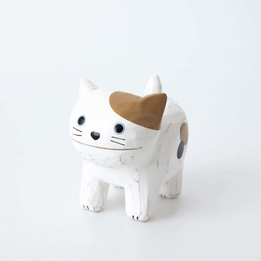 Wooden Animal Card Holder Cat White Brown