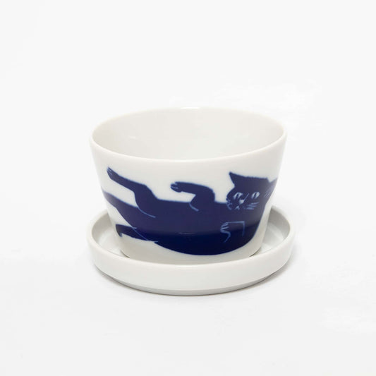Cup with Small Lid Plate - Black Cat