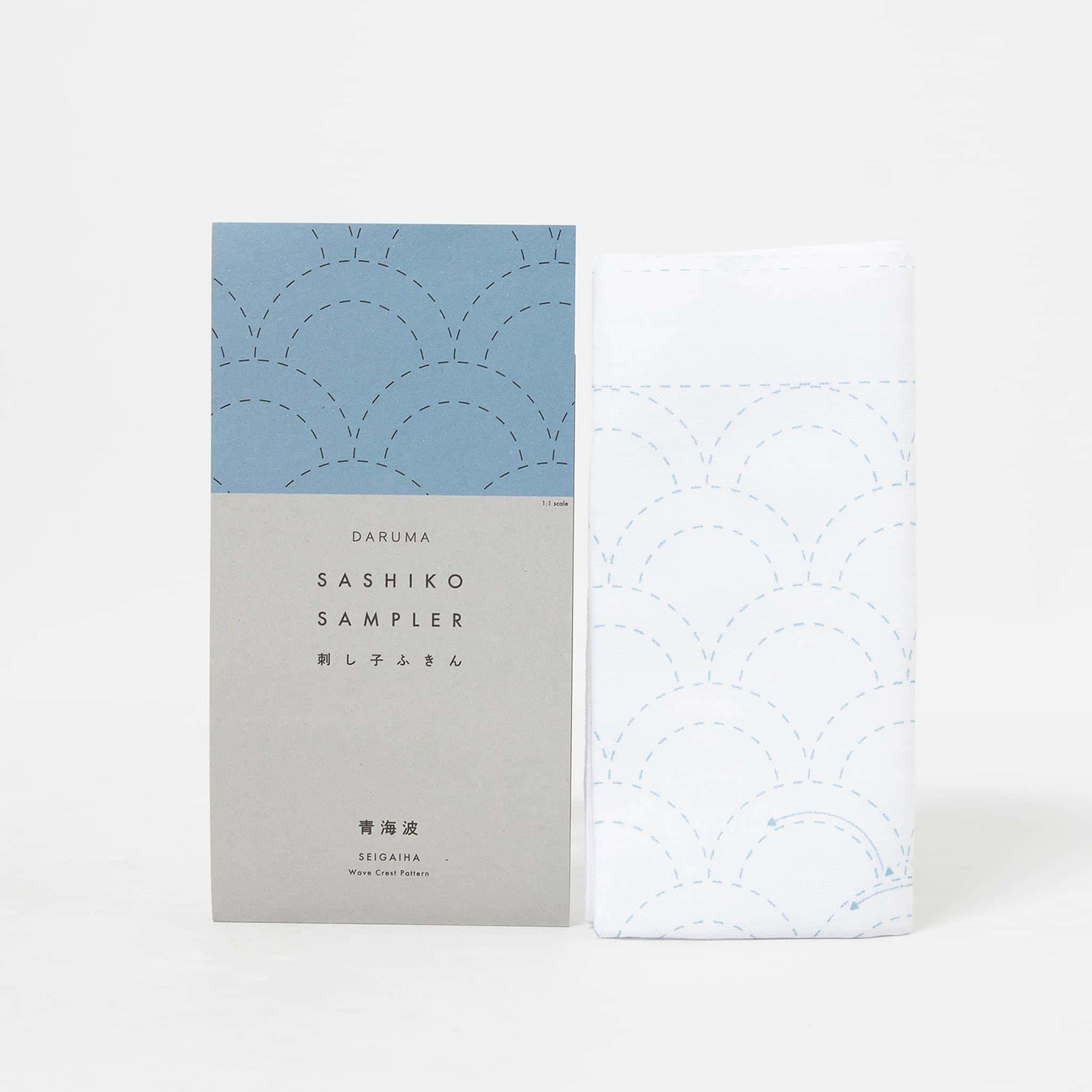 Sashiko Tea Towel 34x34cm - Wave (White)