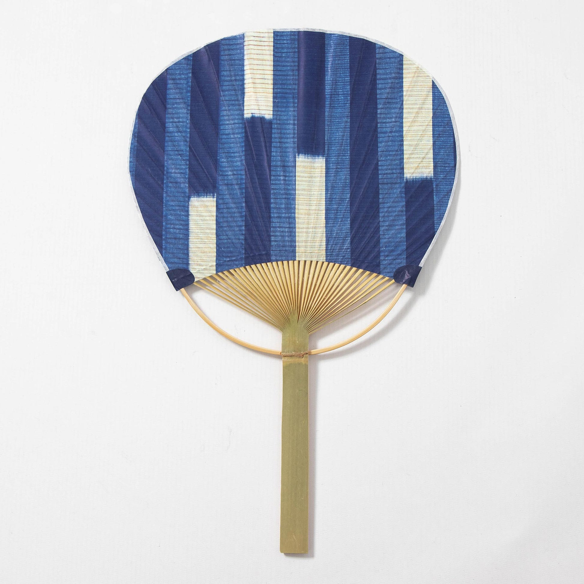 Japanese Uchiwa Fan - Indigo Kasuri Pattern