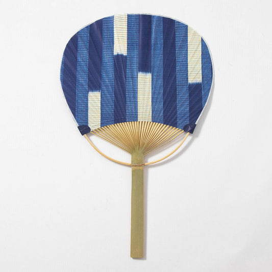 Japanese Uchiwa Fan - Indigo Kasuri Pattern