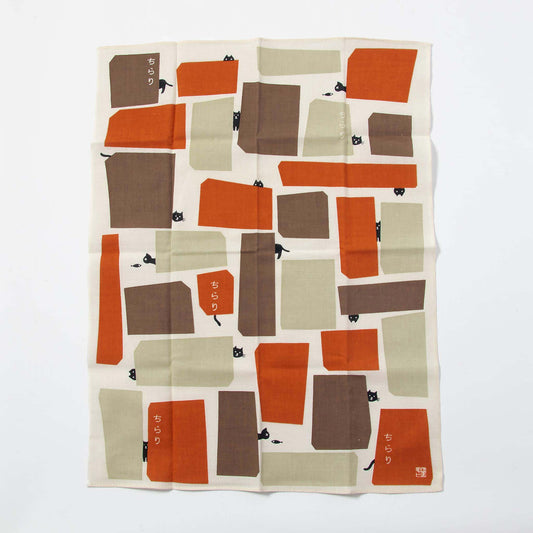 Tenugui Handkerchief - Peeping Cats