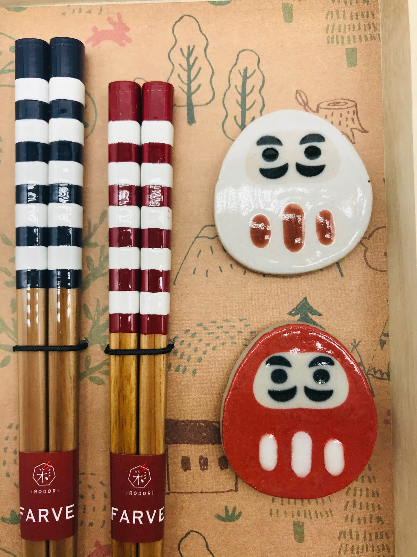 Chopsticks Gift Set - Daruma/Milk Stripe